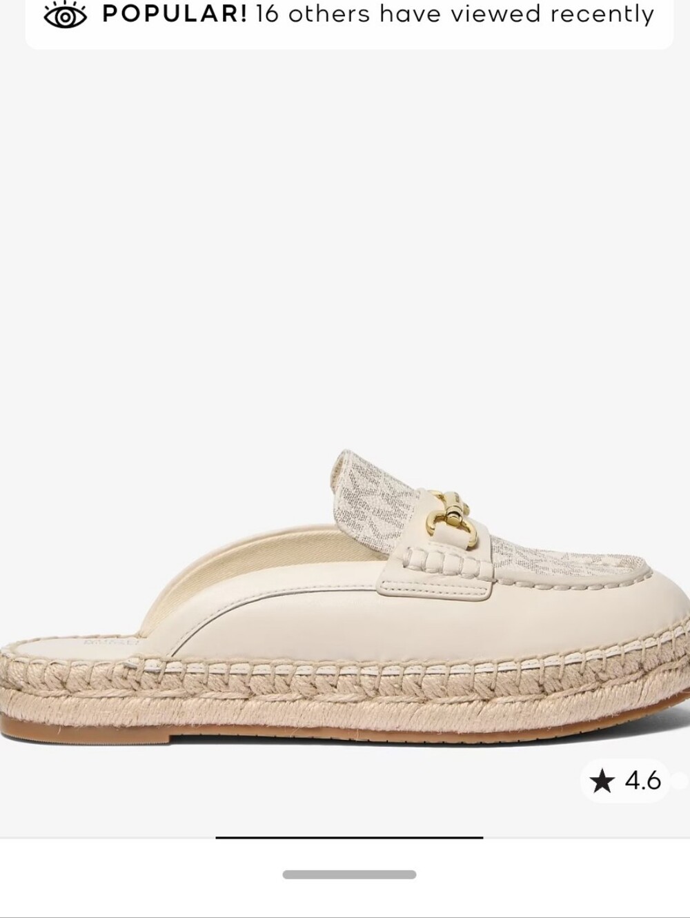 Michael Kors Cream Leather Logo Espadrille Mule with Gold Hardware - Picture 2 of 7